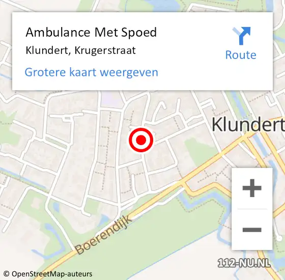 Locatie op kaart van de 112 melding: Ambulance Met Spoed Naar Klundert, Krugerstraat op 3 februari 2019 10:53