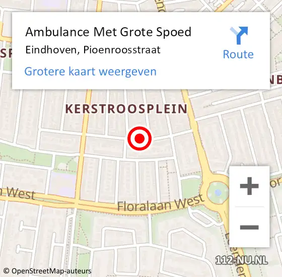 Locatie op kaart van de 112 melding: Ambulance Met Grote Spoed Naar Eindhoven, Pioenroosstraat op 3 februari 2019 10:56