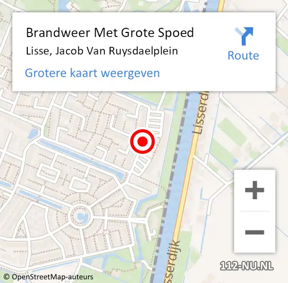 Locatie op kaart van de 112 melding: Brandweer Met Grote Spoed Naar Lisse, Jacob Van Ruysdaelplein op 3 februari 2019 11:04