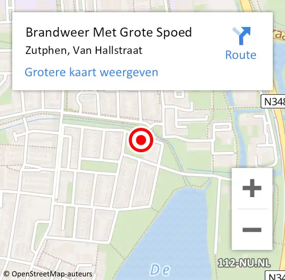 Locatie op kaart van de 112 melding: Brandweer Met Grote Spoed Naar Zutphen, Van Hallstraat op 22 maart 2014 11:55