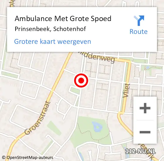 Locatie op kaart van de 112 melding: Ambulance Met Grote Spoed Naar Prinsenbeek, Schotenhof op 3 februari 2019 11:53