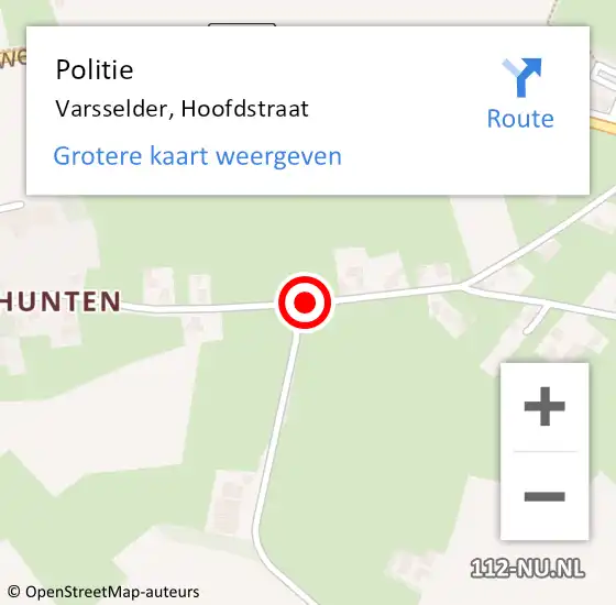 Locatie op kaart van de 112 melding: Politie Varsselder, Hoofdstraat op 3 februari 2019 11:56