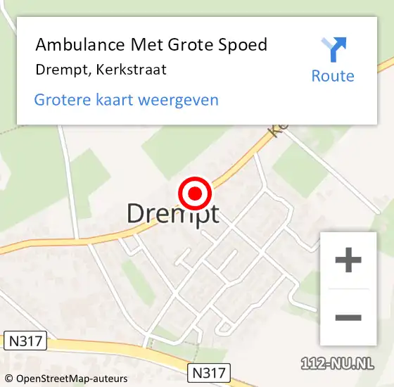 Locatie op kaart van de 112 melding: Ambulance Met Grote Spoed Naar Drempt, Kerkstraat op 3 februari 2019 12:07