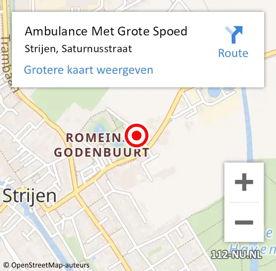 Locatie op kaart van de 112 melding: Ambulance Met Grote Spoed Naar Strijen, Saturnusstraat op 3 februari 2019 12:27