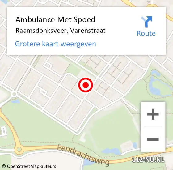 Locatie op kaart van de 112 melding: Ambulance Met Spoed Naar Raamsdonksveer, Varenstraat op 3 februari 2019 14:07