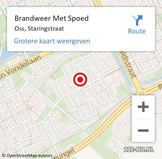 Locatie op kaart van de 112 melding: Brandweer Met Spoed Naar Oss, Staringstraat op 3 februari 2019 14:13