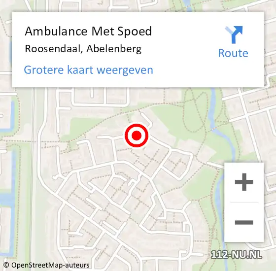 Locatie op kaart van de 112 melding: Ambulance Met Spoed Naar Roosendaal, Abelenberg op 3 februari 2019 14:43