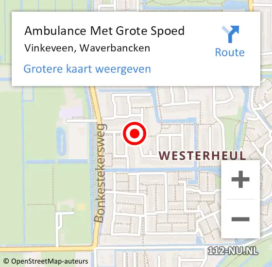 Locatie op kaart van de 112 melding: Ambulance Met Grote Spoed Naar Vinkeveen, Waverbancken op 3 februari 2019 15:33