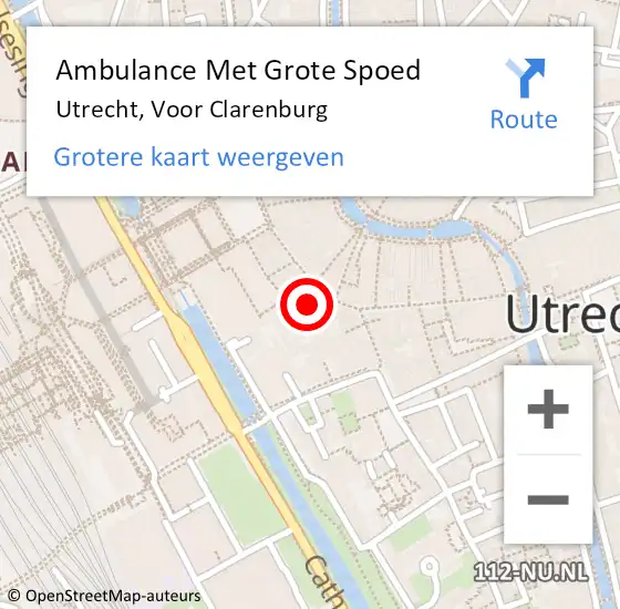 Locatie op kaart van de 112 melding: Ambulance Met Grote Spoed Naar Utrecht, Voor Clarenburg op 3 februari 2019 15:34
