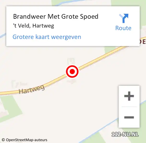 Locatie op kaart van de 112 melding: Brandweer Met Grote Spoed Naar 't Veld, Hartweg op 3 februari 2019 16:05