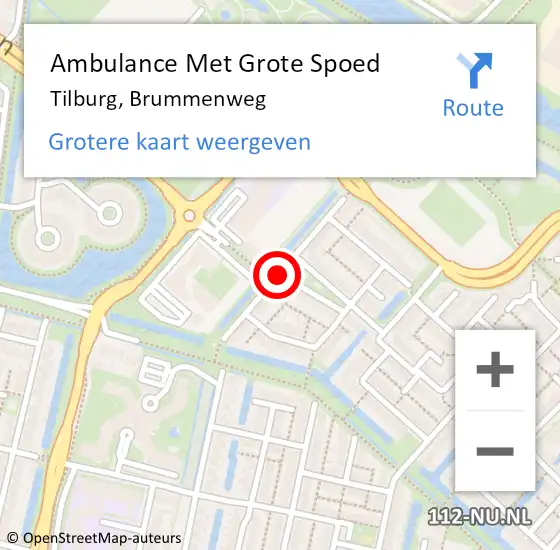 Locatie op kaart van de 112 melding: Ambulance Met Grote Spoed Naar Tilburg, Brummenweg op 3 februari 2019 16:12