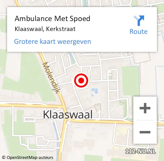 Locatie op kaart van de 112 melding: Ambulance Met Spoed Naar Klaaswaal, Kerkstraat op 3 februari 2019 16:36