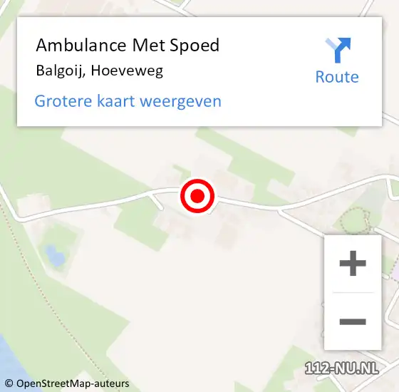 Locatie op kaart van de 112 melding: Ambulance Met Spoed Naar Balgoij, Hoeveweg op 3 februari 2019 18:04