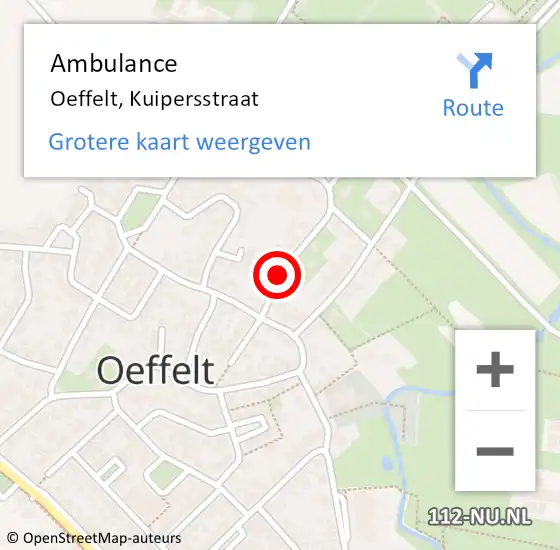 Locatie op kaart van de 112 melding: Ambulance Oeffelt, Kuipersstraat op 3 februari 2019 19:43