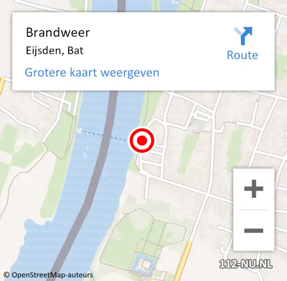 Locatie op kaart van de 112 melding: Brandweer Eijsden, Bat op 22 maart 2014 12:41