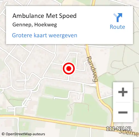 Locatie op kaart van de 112 melding: Ambulance Met Spoed Naar Gennep, Hoekweg op 3 februari 2019 20:01