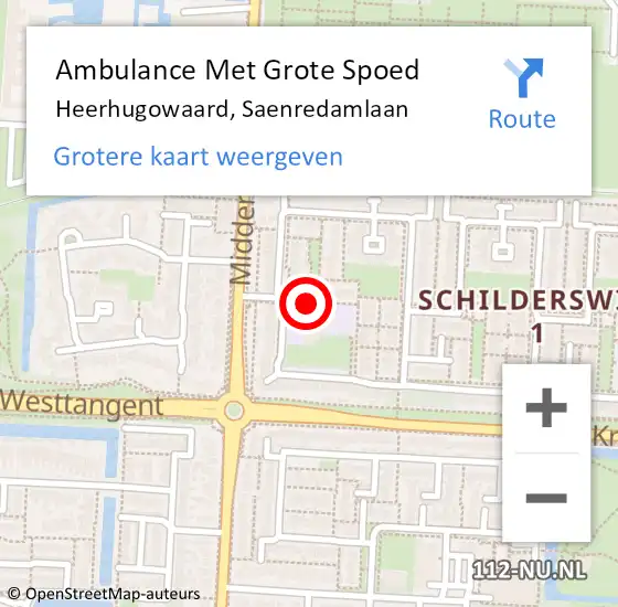 Locatie op kaart van de 112 melding: Ambulance Met Grote Spoed Naar Heerhugowaard, Saenredamlaan op 3 februari 2019 22:01