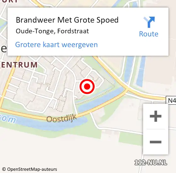 Locatie op kaart van de 112 melding: Brandweer Met Grote Spoed Naar Oude-Tonge, Fordstraat op 3 februari 2019 22:20