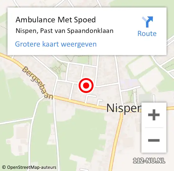 Locatie op kaart van de 112 melding: Ambulance Met Spoed Naar Nispen, Past van Spaandonklaan op 3 februari 2019 22:39