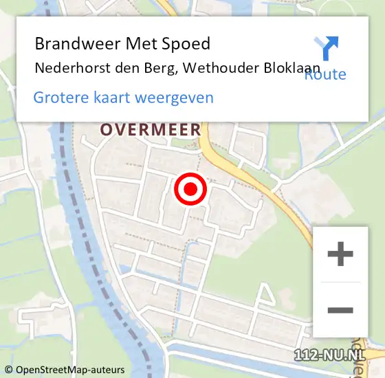 Locatie op kaart van de 112 melding: Brandweer Met Spoed Naar Nederhorst den Berg, Wethouder Bloklaan op 3 februari 2019 22:56