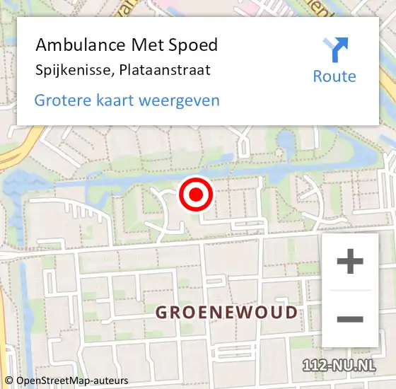 Locatie op kaart van de 112 melding: Ambulance Met Spoed Naar Spijkenisse, Plataanstraat op 4 februari 2019 00:18