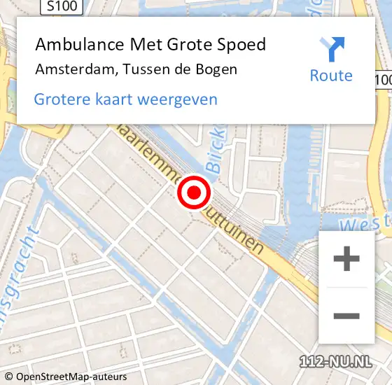 Locatie op kaart van de 112 melding: Ambulance Met Grote Spoed Naar Amsterdam, Tussen de Bogen op 4 februari 2019 01:21