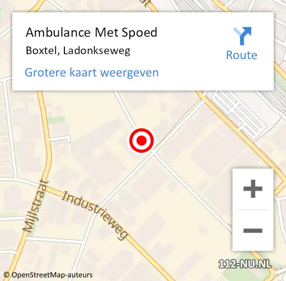 Locatie op kaart van de 112 melding: Ambulance Met Spoed Naar Boxtel, Ladonkseweg op 4 februari 2019 03:13