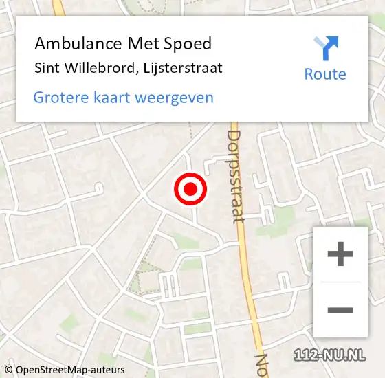 Locatie op kaart van de 112 melding: Ambulance Met Spoed Naar Sint Willebrord, Lijsterstraat op 4 februari 2019 03:27