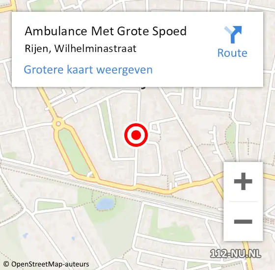 Locatie op kaart van de 112 melding: Ambulance Met Grote Spoed Naar Rijen, Wilhelminastraat op 4 februari 2019 05:58