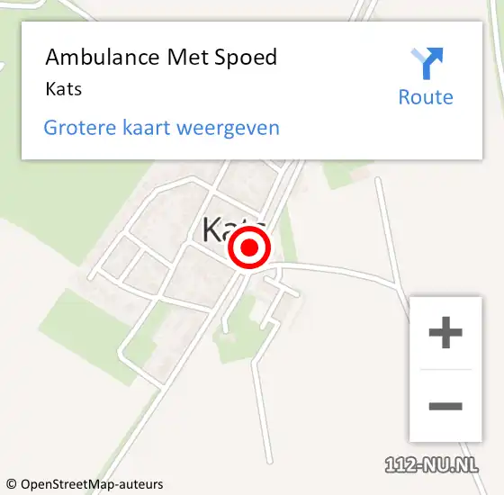 Locatie op kaart van de 112 melding: Ambulance Met Spoed Naar Kats op 4 februari 2019 06:27