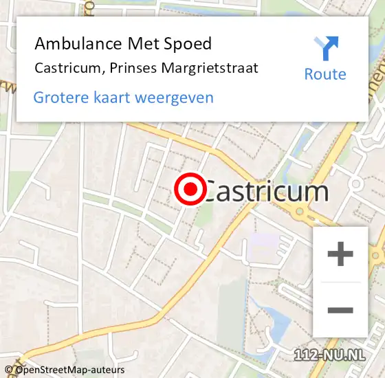 Locatie op kaart van de 112 melding: Ambulance Met Spoed Naar Castricum, Prinses Margrietstraat op 4 februari 2019 07:53