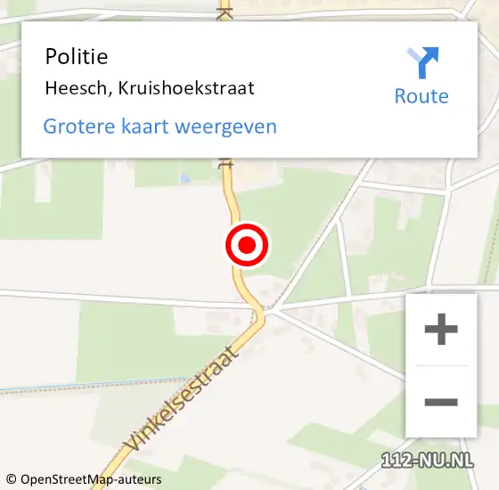 Locatie op kaart van de 112 melding: Politie Heesch, Kruishoekstraat op 4 februari 2019 07:53