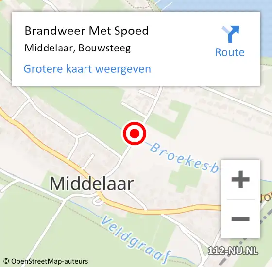 Locatie op kaart van de 112 melding: Brandweer Met Spoed Naar Middelaar, Bouwsteeg op 4 februari 2019 08:44