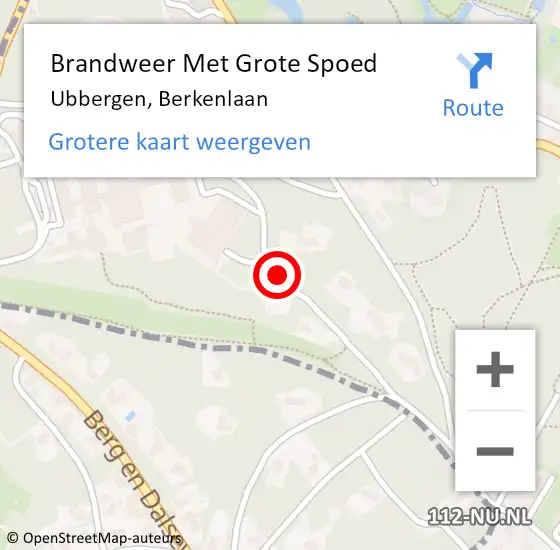 Locatie op kaart van de 112 melding: Brandweer Met Grote Spoed Naar Ubbergen, Berkenlaan op 4 februari 2019 08:51