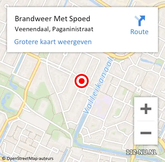Locatie op kaart van de 112 melding: Brandweer Met Spoed Naar Veenendaal, Paganinistraat op 4 februari 2019 09:39