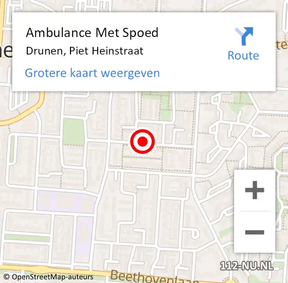 Locatie op kaart van de 112 melding: Ambulance Met Spoed Naar Drunen, Piet Heinstraat op 4 februari 2019 09:43