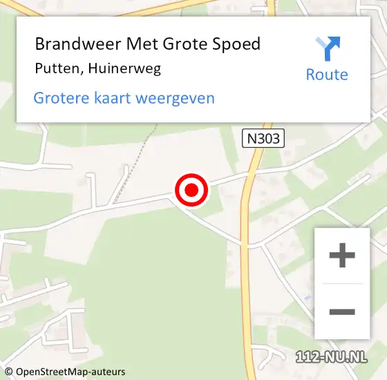 Locatie op kaart van de 112 melding: Brandweer Met Grote Spoed Naar Putten, Huinerweg op 4 februari 2019 10:29