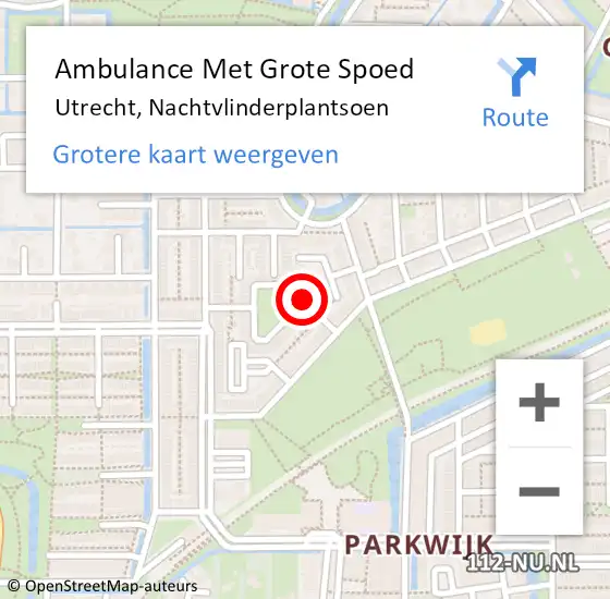 Locatie op kaart van de 112 melding: Ambulance Met Grote Spoed Naar Utrecht, Nachtvlinderplantsoen op 4 februari 2019 10:38