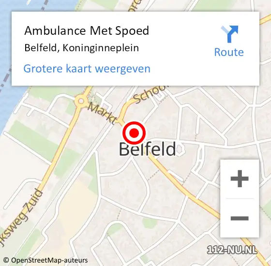 Locatie op kaart van de 112 melding: Ambulance Met Spoed Naar Belfeld, Koninginneplein op 4 februari 2019 11:11