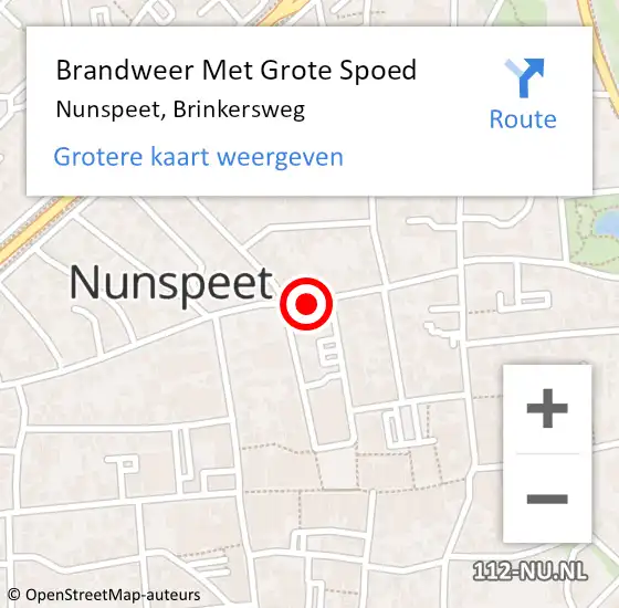 Locatie op kaart van de 112 melding: Brandweer Met Grote Spoed Naar Nunspeet, Brinkersweg op 4 februari 2019 12:03