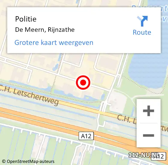 Locatie op kaart van de 112 melding: Politie De Meern, Rijnzathe op 4 februari 2019 12:44