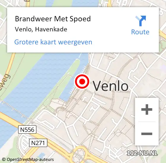 Locatie op kaart van de 112 melding: Brandweer Met Spoed Naar Venlo, Havenkade op 4 februari 2019 12:55