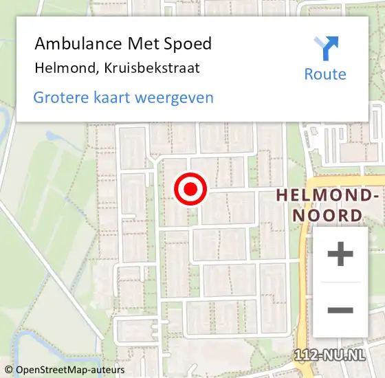 Locatie op kaart van de 112 melding: Ambulance Met Spoed Naar Helmond, Kruisbekstraat op 4 februari 2019 13:24