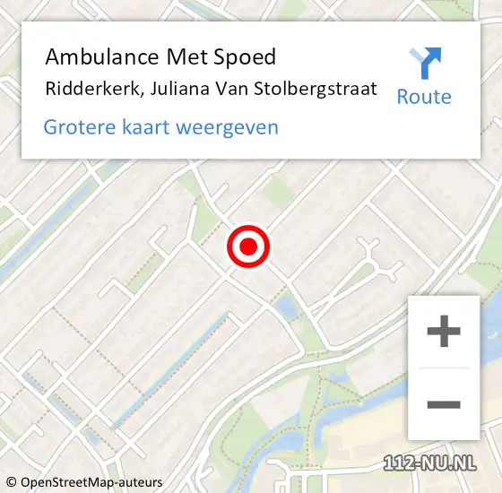 Locatie op kaart van de 112 melding: Ambulance Met Spoed Naar Ridderkerk, Juliana Van Stolbergstraat op 4 februari 2019 13:47