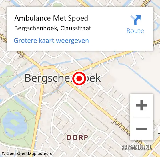 Locatie op kaart van de 112 melding: Ambulance Met Spoed Naar Bergschenhoek, Clausstraat op 4 februari 2019 14:29