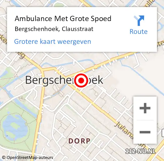 Locatie op kaart van de 112 melding: Ambulance Met Grote Spoed Naar Bergschenhoek, Clausstraat op 4 februari 2019 14:31