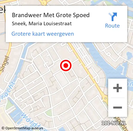 Locatie op kaart van de 112 melding: Brandweer Met Grote Spoed Naar Sneek, Maria Louisestraat op 4 februari 2019 15:01