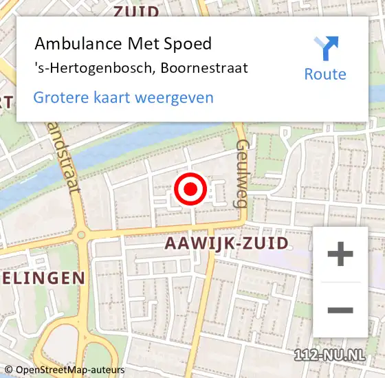 Locatie op kaart van de 112 melding: Ambulance Met Spoed Naar 's-Hertogenbosch, Boornestraat op 4 februari 2019 15:59