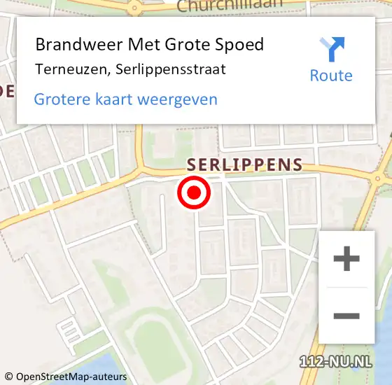 Locatie op kaart van de 112 melding: Brandweer Met Grote Spoed Naar Terneuzen, Serlippensstraat op 4 februari 2019 16:19