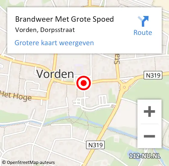 Locatie op kaart van de 112 melding: Brandweer Met Grote Spoed Naar Vorden, Dorpsstraat op 4 februari 2019 17:27